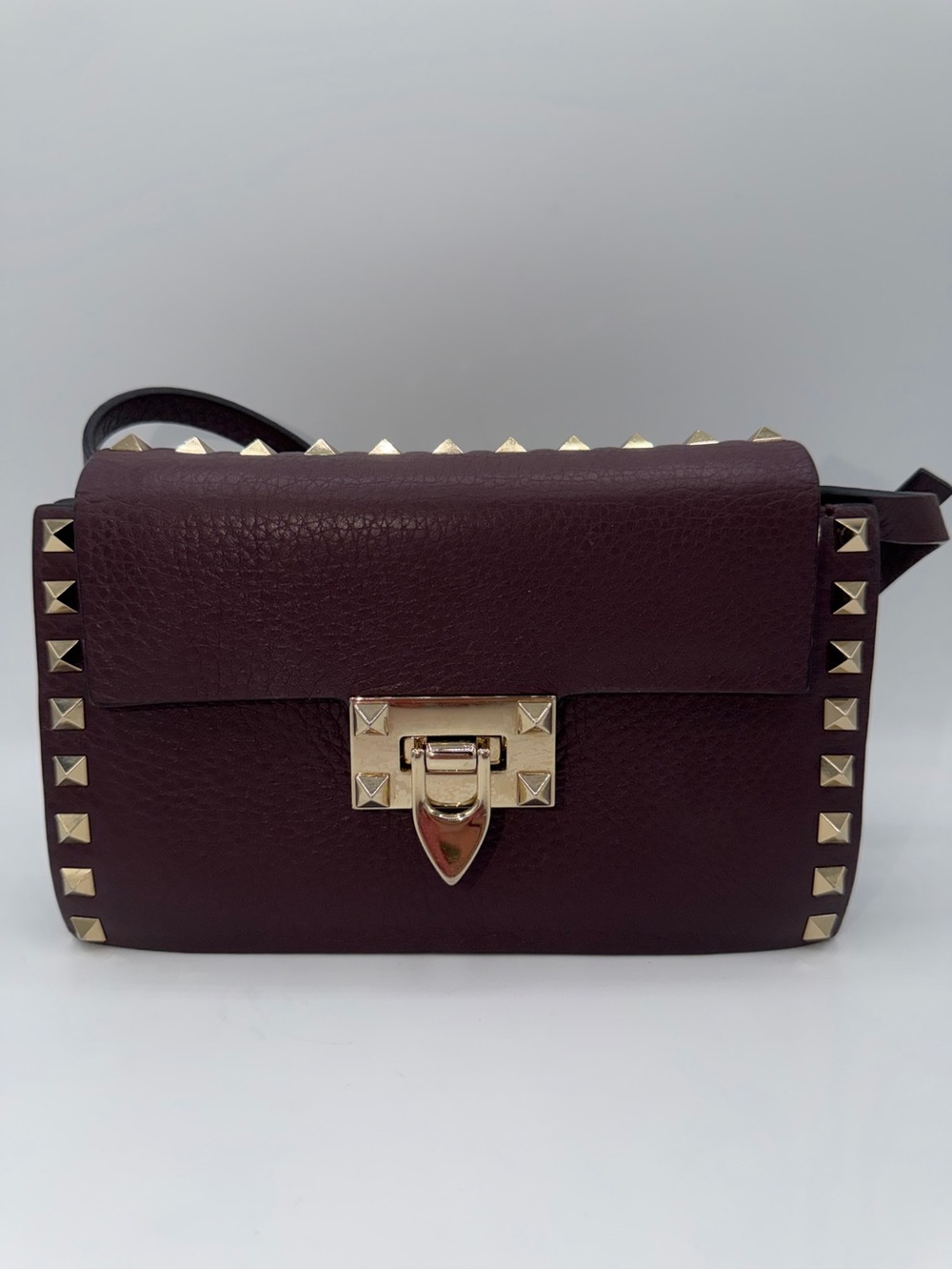 Valentino Garavani Rockstud Purse Crossbody Bag Burgundy